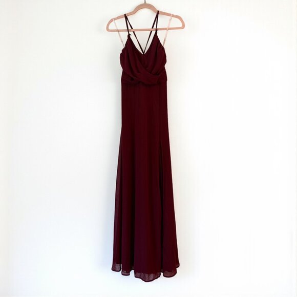 Lulus Event Ready Burgundy Backless Lace-Up Maxi Dress Size Large - Picture 4 of 8